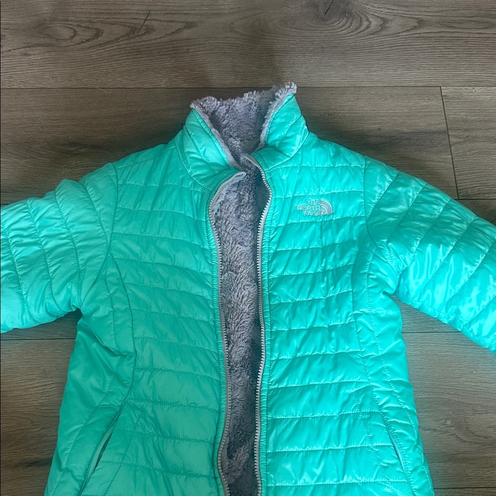 The North Face Girls' Teal Quilted Reversible Puffer Jacket